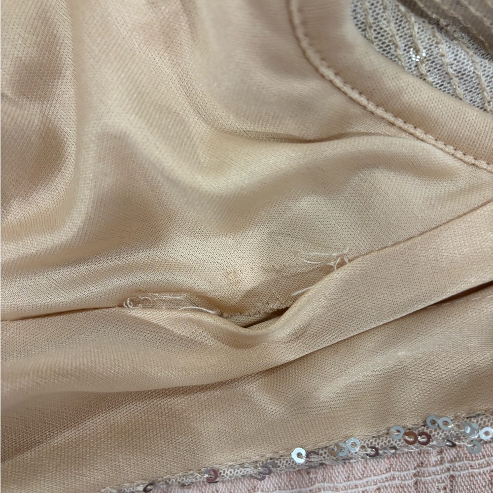 Sequined Long Sleeve V-Neck Evening Dress - Champagne - Picture 13 of 13